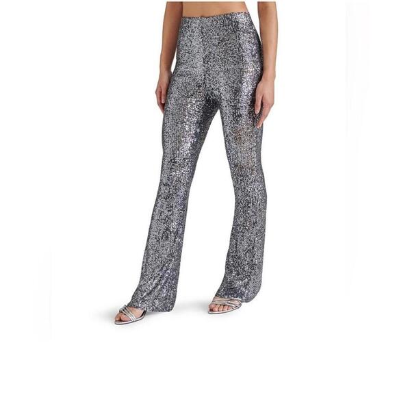Steve Madden Silver Sequin Pants Women’s Small NWT – Party Glam Trousers - Picture 1 of 9
